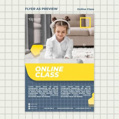 Flyer Template for Online Classes Featuring Children – Free Download