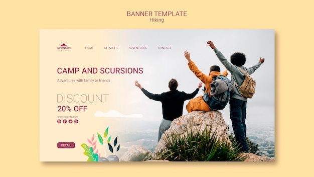 Explore the Great Outdoors: Hiking Concept Banner Template – Free to Download