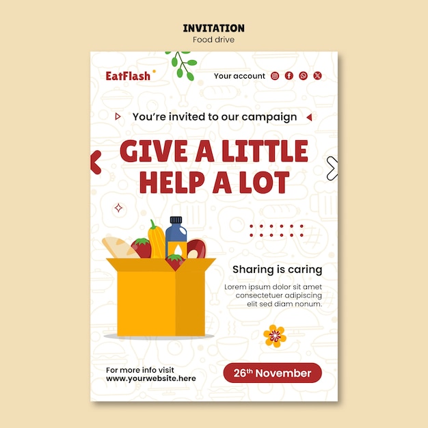 Eye-Catching Food Drive Template Design – Free Download