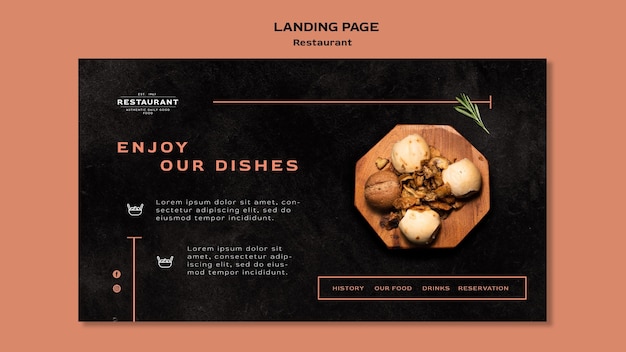 Restaurant Promo Landing Page Template – Download Free Stock Photo