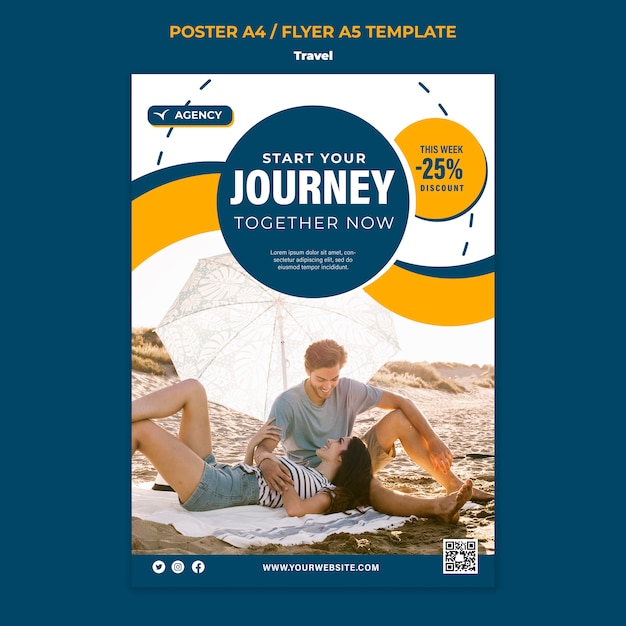 Flat Design Travel Poster or Flyer Template – Free Download