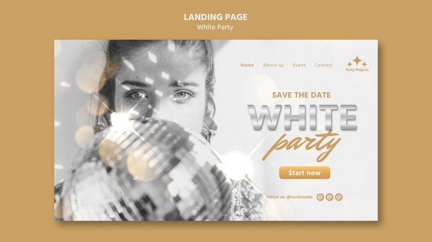 White Party Night Landing Page Template – Free Download