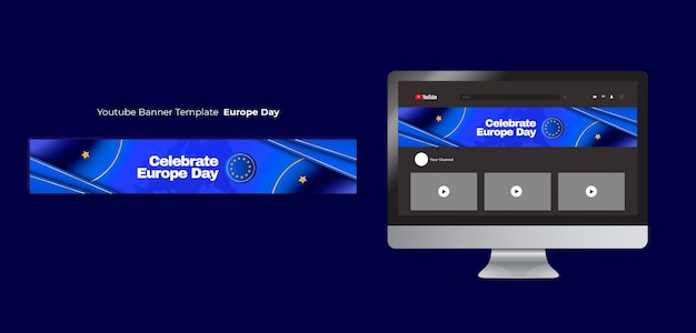 Gradient Europe Day YouTube Banner – Free Download