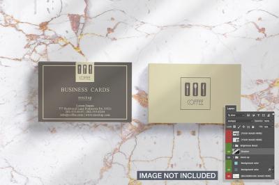 Two Horizontal Business Card Stacks Mockup – Free Download