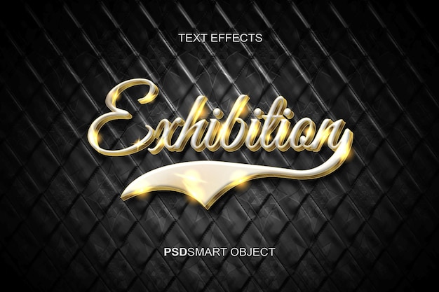 Gold 3D Text Style Mockup for Luxury Exhibitions – Free Download