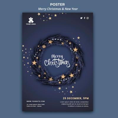 Vertical Poster Template for Christmas and New Year – Download Free Stock Photo