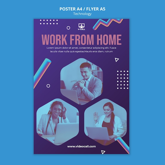 Work Remotely Poster Template – Free Download, Download Free Stock Photo