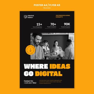 Flat Design Business Plan Poster Template – Free Download