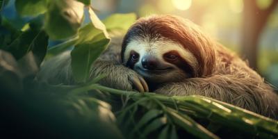 Leisurely Sloth Relaxing Among Green Leaves – Free Stock Photo, Download Free