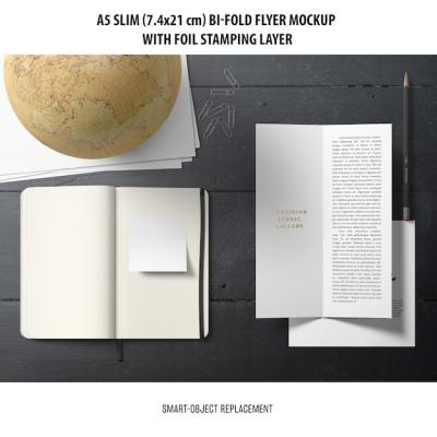 A5 Slim Bi-Fold Flyer Mockup – Free Download