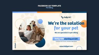 Geometric Pet Sitting Job Facebook Template – Free Download