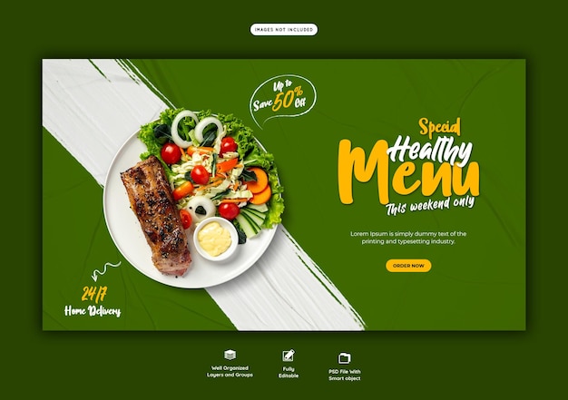 Food Menu and Restaurant Web Banner Template – Free Download