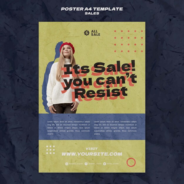 Flat Design Sale Template for Posters – Free Download