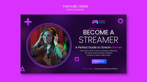 Gamer Streamer Template in Flat Design – Free Download