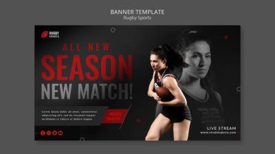 Horizontal Banner Template for Playing Rugby – Free Download