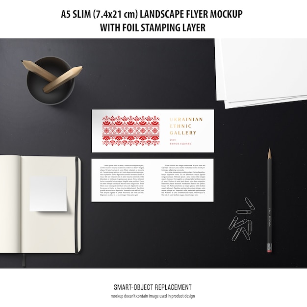 A5 Slim Landscape Flyer Mockup – Download Free Stock Photo