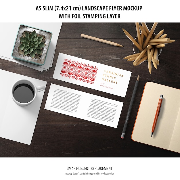 A5 Slim Landscape Flyer Mockup – Free to Download