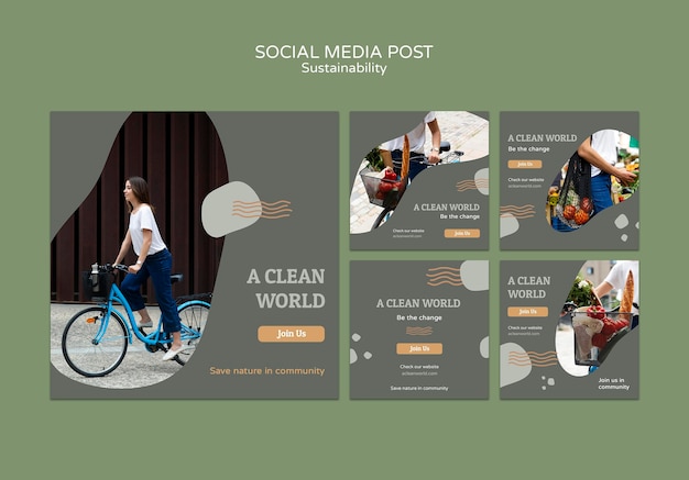 Sustainability Social Media Posts Design Template – Download Free Stock Photo