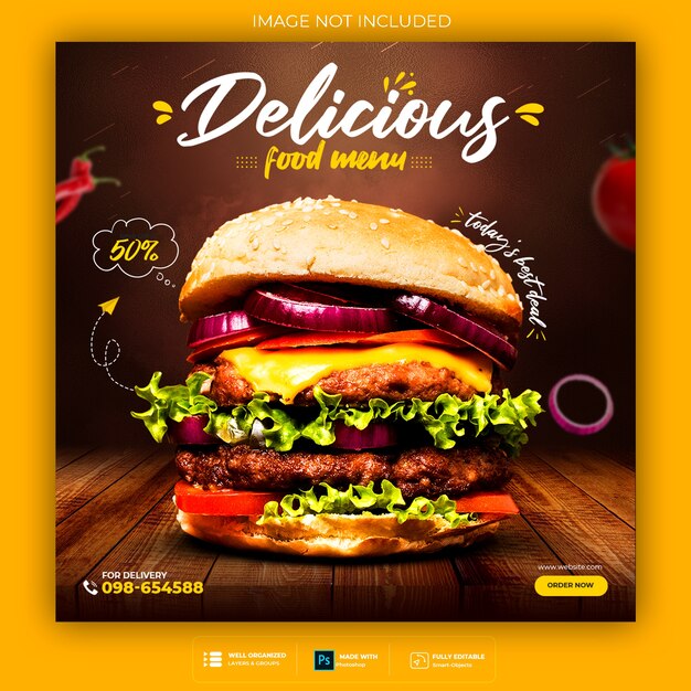 Food Social Media Promotion and Banner Post Design Template – Free Download