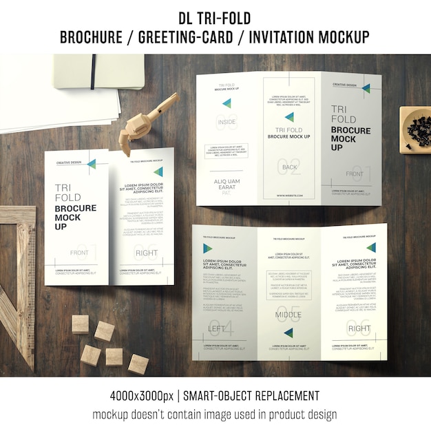 Trifold Brochure or Invitation Mockup Still Life Concept – Free to Download