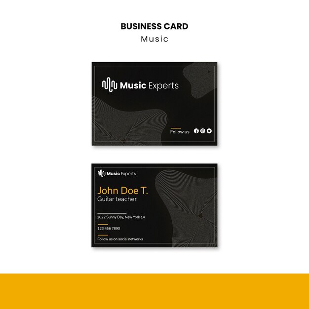 Music Lessons Horizontal Business Card Template – Free Download