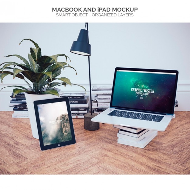 Macbook in an Office Mockup – Download Free Stock Photo