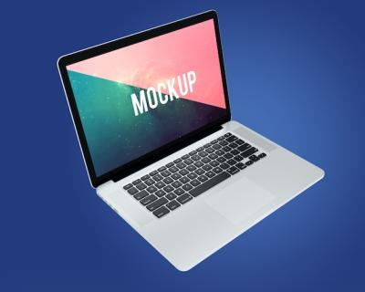 Laptop Mock-Up on Blue Background – Download Free Stock Photo