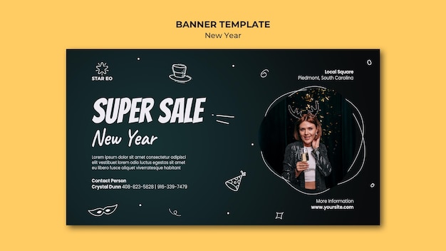 Horizontal Banner Design for New Yearâs Party – Free Download