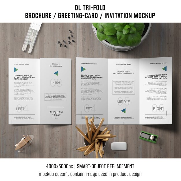 Trifold Brochure or Invitation Mockup Still Life Concept – Free Download