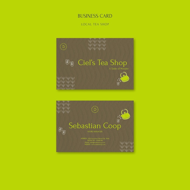 Local Tea Shop Business Card Design Template – Free to Download