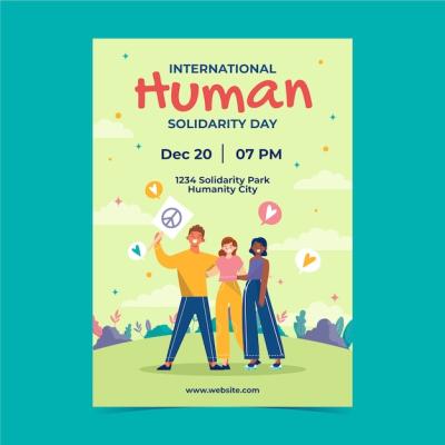 Flat International Human Solidarity Day Vertical Poster Template – Free Download