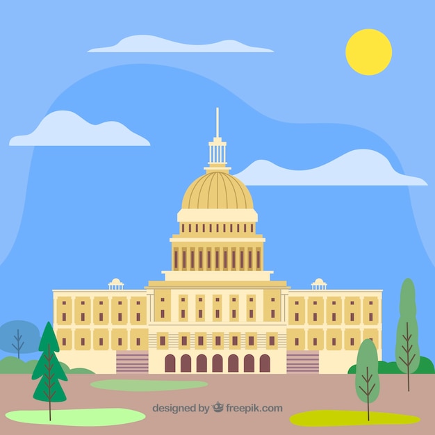 US Congress Building in Flat Design – Free Stock Photo for Download