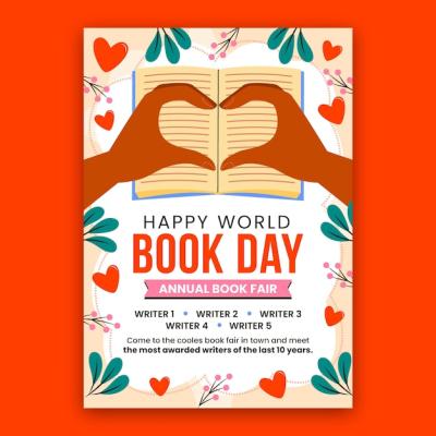 Flat Vertical Poster Template for World Book Day Celebration – Free Download