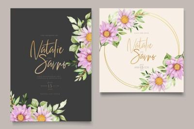 Hand drawn watercolor daisy floral card set – free download