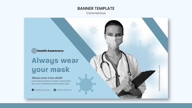 Horizontal Banner Template for Coronavirus Pandemic – Free Download