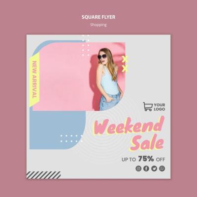 Shopping Sale Template Square Flyer – Free to Download