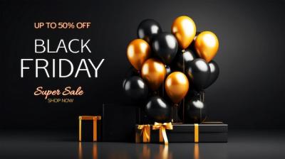 Black Friday Discount Sale Banner Template Featuring Gifts – Free Download