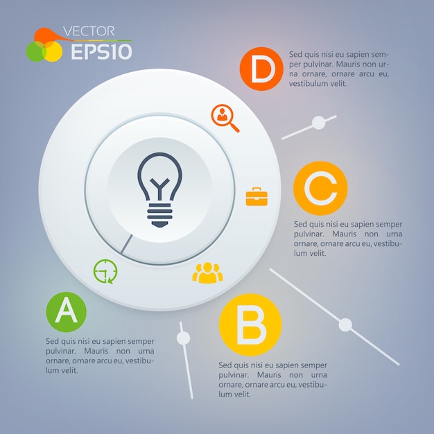 Web Infographic Concept Featuring Gray Circle Diagram with Four Options and Business Icons – Free Download