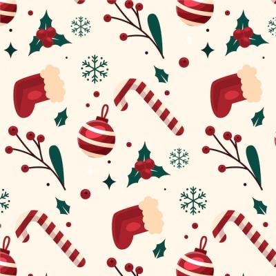 Flat Christmas Pattern Design – Free Download