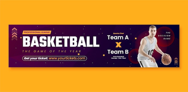 Gradient Halftone Basketball Twitch Banner – Free Download