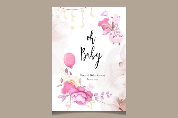 Sweet Floral Cute Baby Shower Design Template – Free Download