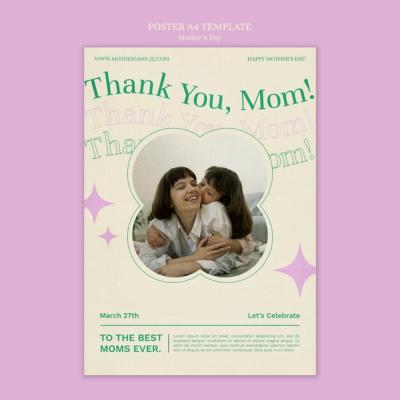 Elegant UK Mother’s Day Poster Template – Free to Download