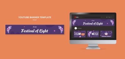 Diwali Festival Celebration YouTube Banner Template – Free Download