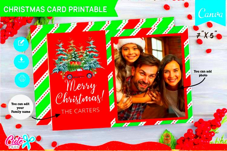 Christmas card Template editable with Canva