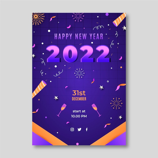 Gradient New Year Vertical Poster Template – Free Download