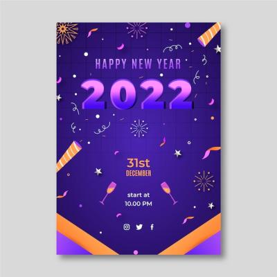 Gradient New Year Vertical Poster Template – Free Download