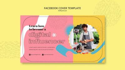 Flat Design Influencer Facebook Cover Template – Free Download