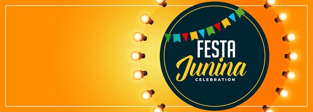 Festa Junina Banner with Light Bulbs and Text Space – Free Stock Photo for Download