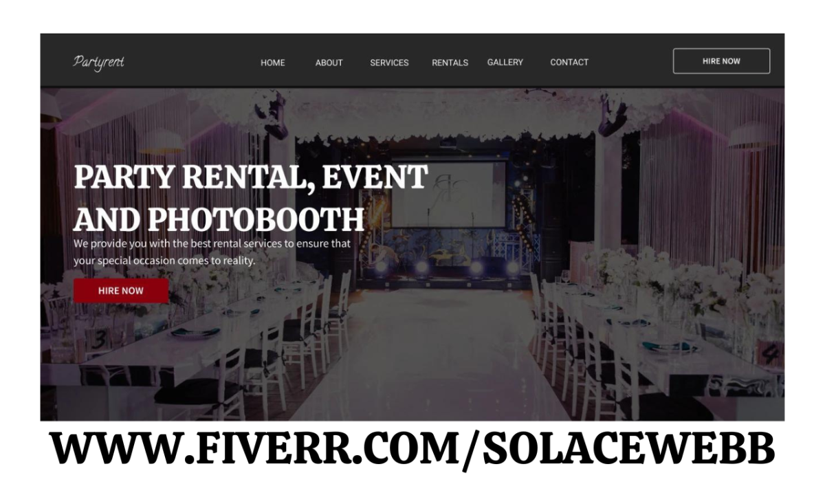 Design Party Rental Website: Photo Booth, Event Rentals with Direct Booking