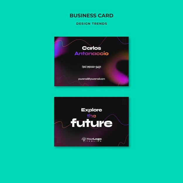 Gradient Technology Concept Business Card – Free Download